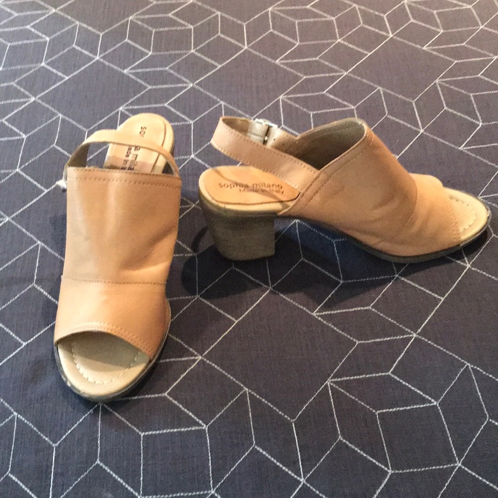 Sophia Milano nude leather heels